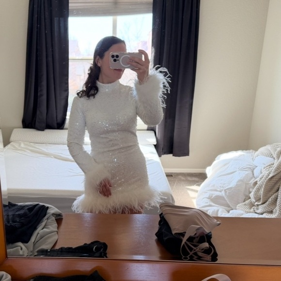 UNTAMED PETALS BY AMANDA JUDGE White Sequin Mini Dress